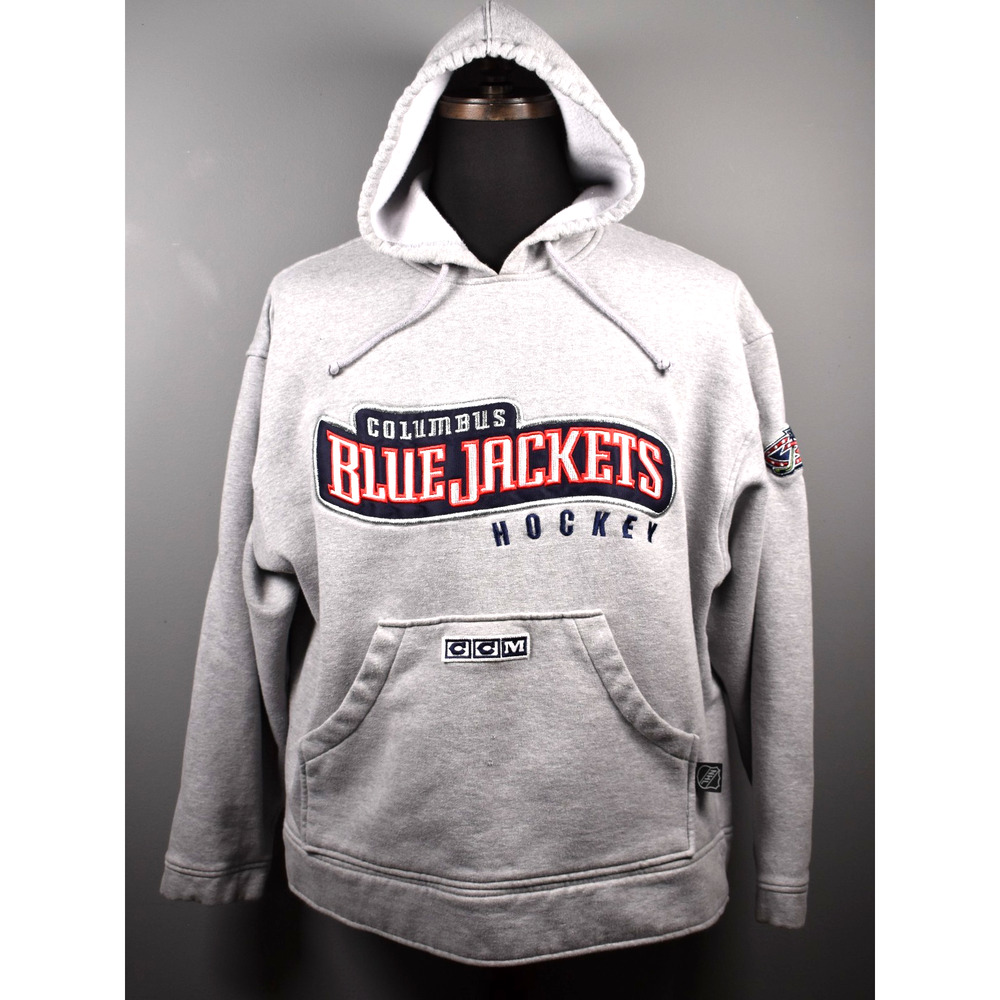 Vintage Columbus Blue Jackets Stinger Hoodie CCM Size Large Sweatshirt NHL CBJ